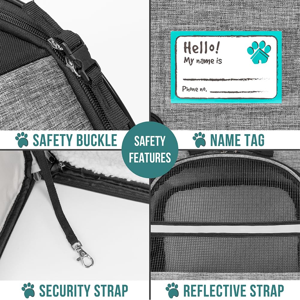 PetAmi Dog Cat Backpack Carrier, Expandable Pet Carrier Backpack for Travel Hiking, Small Medium Dog Puppy Large Cat Carrying Backpack, Airline Approved Ventilate Soft Back Support, 18 lbs, Light Gray - image 5