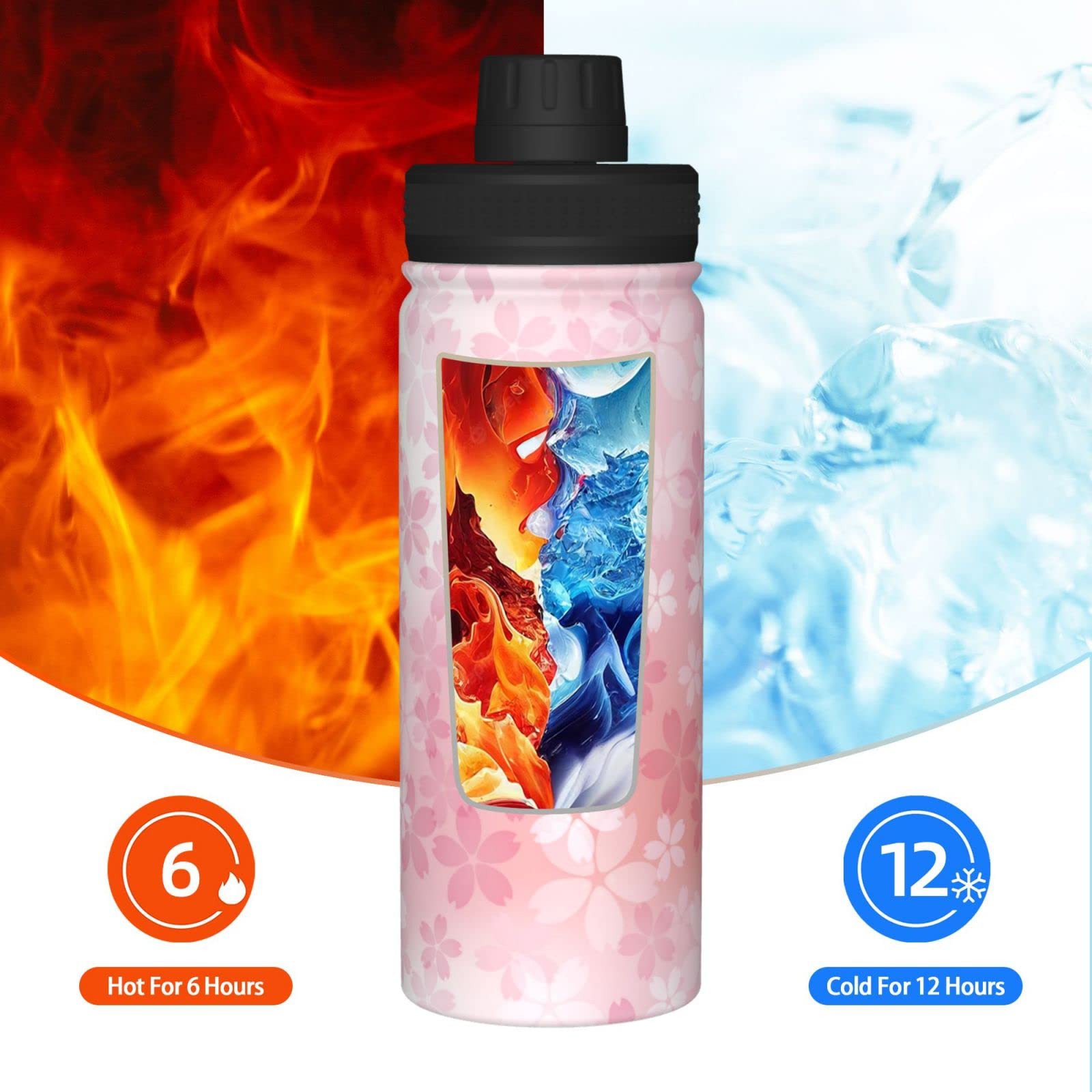 Amazon | ピンク 桜 花柄 エレガント 水筒 真空断熱 保温 保冷