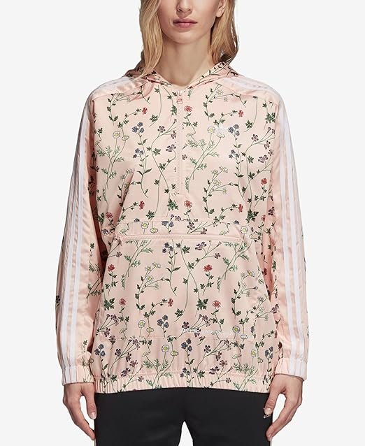 Amazon Co Jp Adidas レディース 花柄プリント フード付きウィンドブレーカー スポーツジャケット ピンク Mサイズ 服 ファッション小物