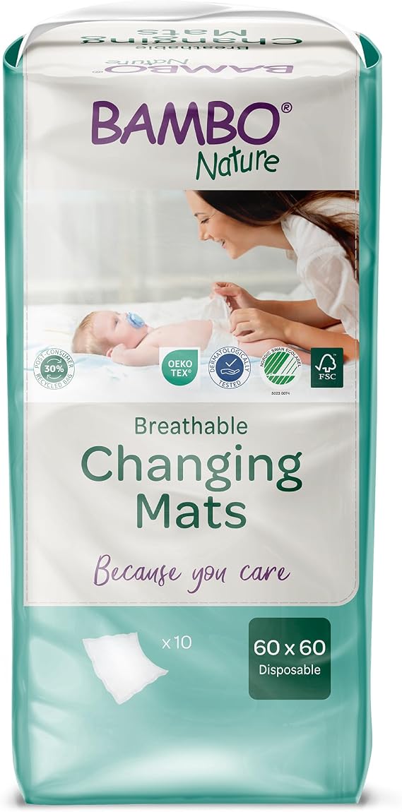 Bambo Nature Changing Mat: Bio-Based, Extra Soft, Ultra Absorbent, and Breathable - 10 Count