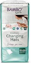 Bambo Nature Disposable Changing Mat 60 x 60 cm, Pack of 10 | Extra Soft and Breathable Disposable Mats | High Absorbency and Leak Protection | Nappy Changing Mats