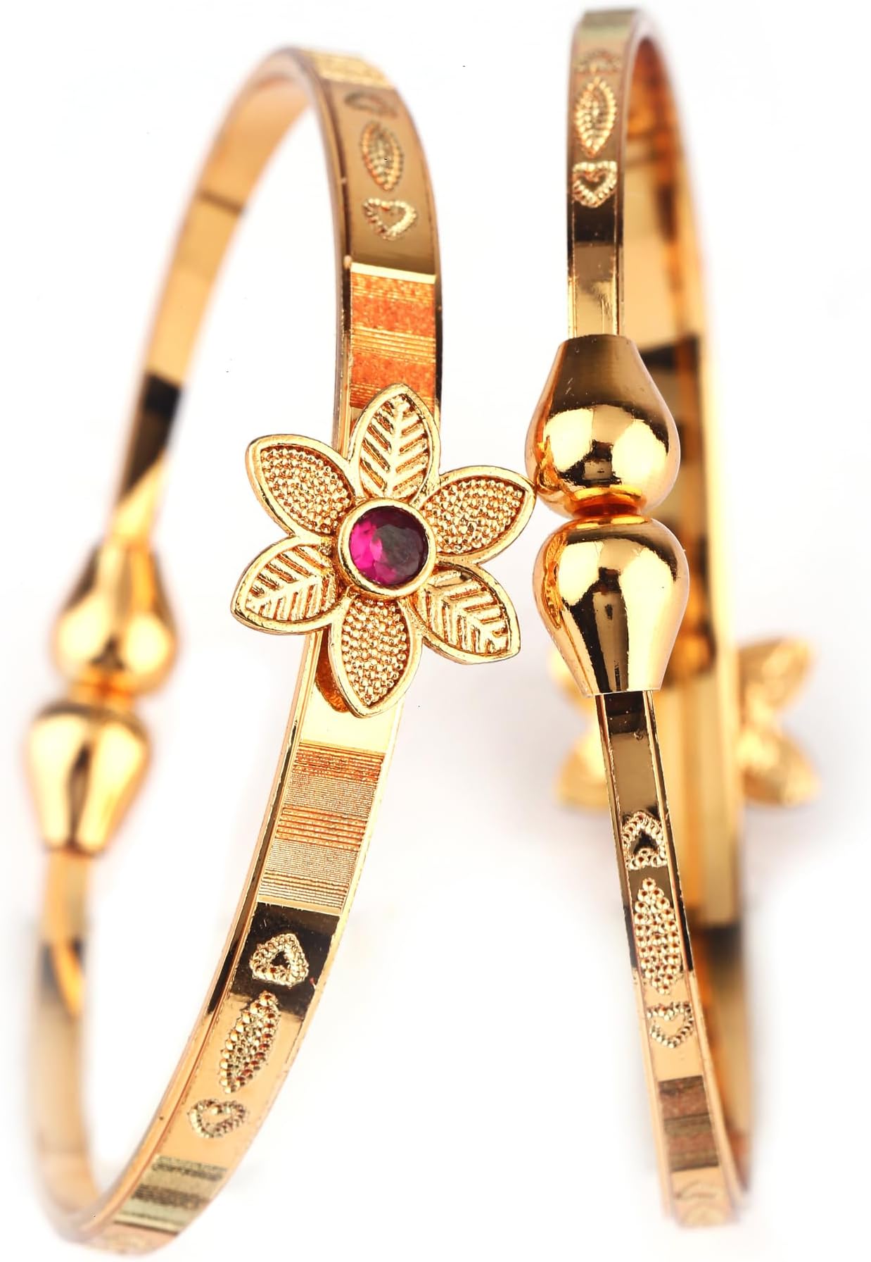 Set Of 2 Latest Traditional Design 18k Gold Plated Adjustable Bracelet Bangles for Women (Golden)(15233b)