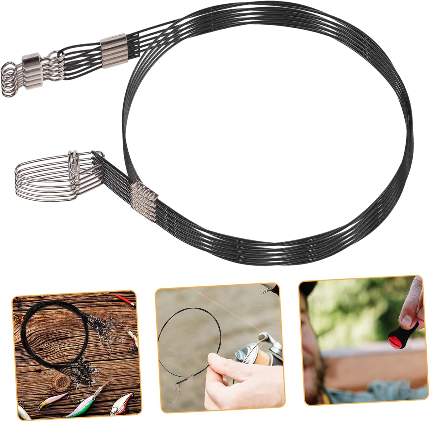 Kisangel 10pcs Steel Fishing Leaders Snap and Swivel Wire Leaders for Fishing Camouflage Design High-Carbon Steel Construction for Heavy-Duty Rigs