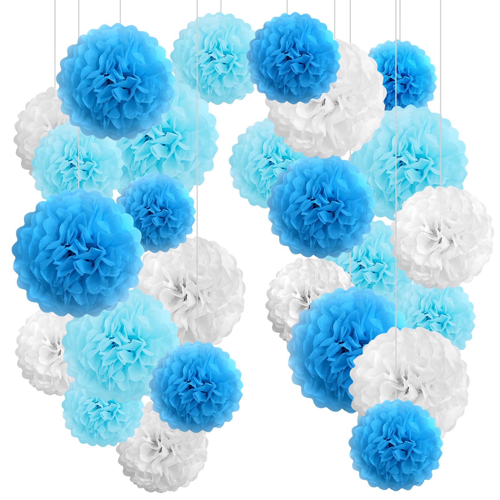Flintronic 26 Piezas Pompones de Papel, Flores Pompom de Papel de Seda, Pompones Multicolor Decoracion, Flores de Papel Decorativos, para Fiesta Carnaval y Cumpleaños, Navideñas, Ceremonia de Boda