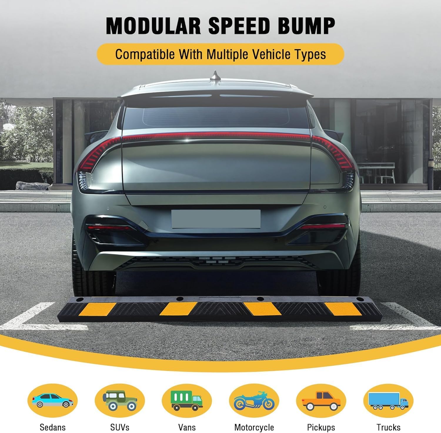 STARSIGNS 4 Pack Rubber Parking Curbs 72 Inch Heavy Duty Parking Stopper for Garage and Driveway for Cars and Trucks Durable Parking Lot Bumper(4 Pack)