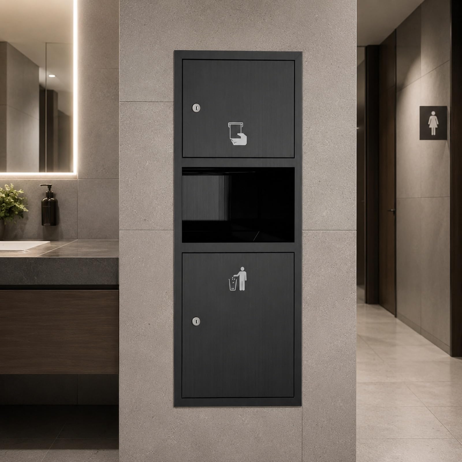 Recessed Toilet Roll Holder | Niche Trash Can | Ttrash Can Niche Bathroom