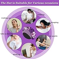 Vista 5 de 4 gorros de seda para dormir, gorro de satén para mujeres negras, hombres y mujeres para cabello rizado, gorro de ducha elástico con estampado