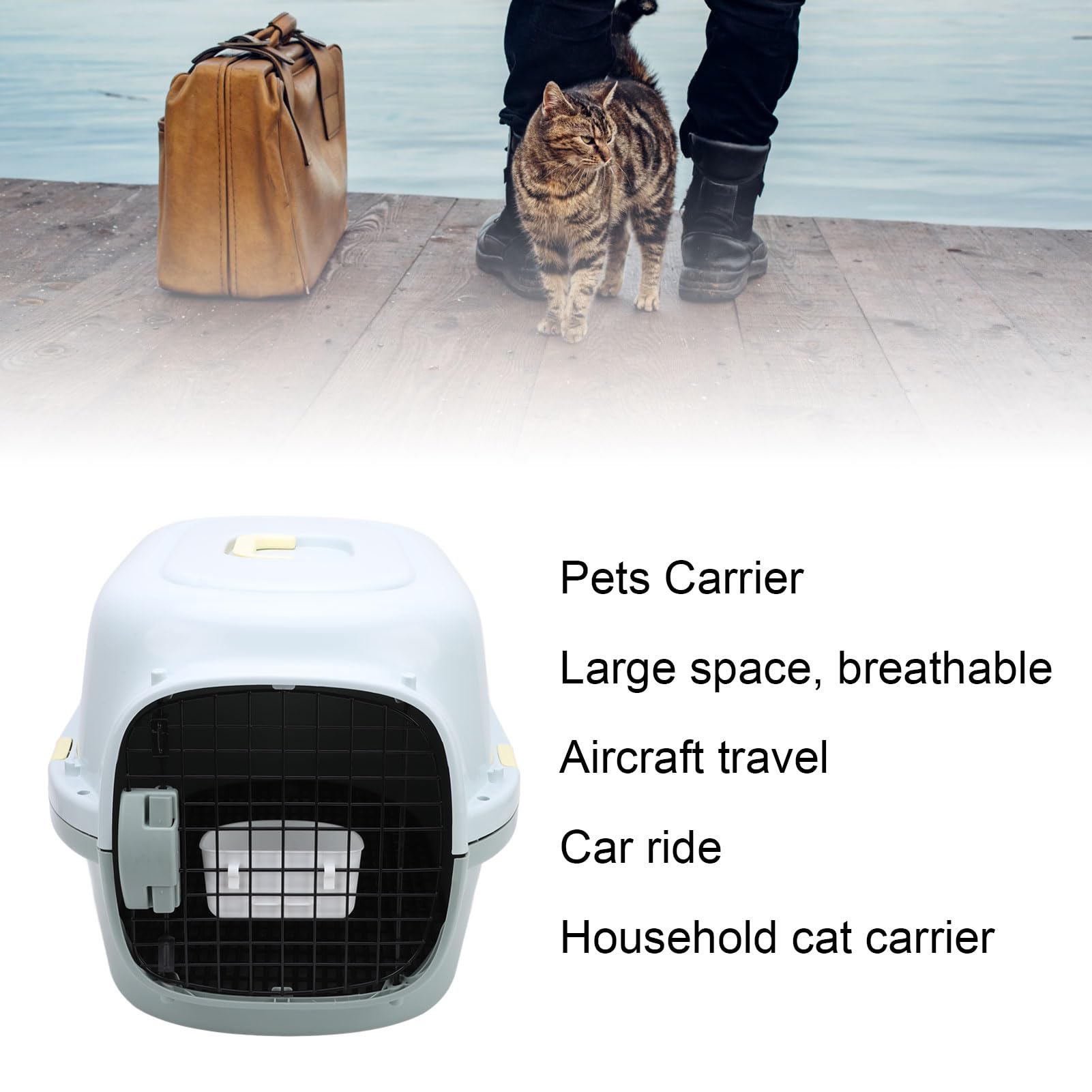 Trasportino da Viaggio per Gatti di Grandi Dimensioni Porta Rigida con Chiusura a Chiave Ventilazione su 4 Lati Trasportino Portatile per Cani per Viaggiare in Auto o in Aereo (L 7,9 pollici)