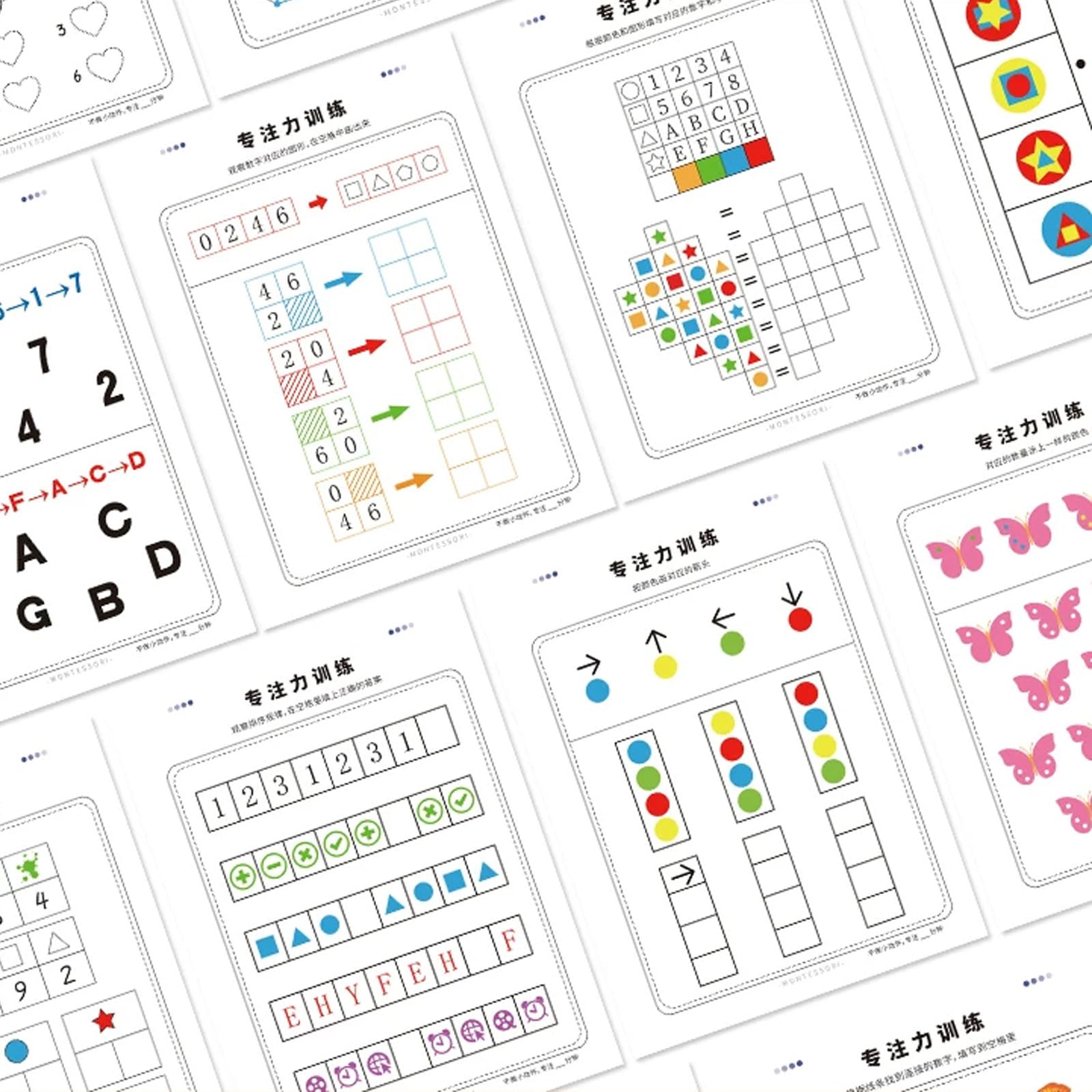 Libro Actividades Entrenamiento Enfoque Diario Montessori 60 Días | Cuaderno trabajo pensamiento lógico matemáticas pequeños, libro dibujo seguimiento, kit reutilizable aprendizaje