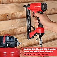 Vista 7 de WORKPRO Pistola de grapas neumática 8016, grapadora de tapicería de calibre 21 con 1500 grapas de 14 a 58 pulgadas, accionada por aire, escape