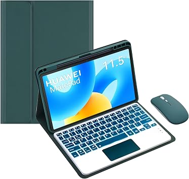 Keyboard Case for Huawei Matepad 11.5 Inch 2023, 7 Color Backlit, Multi-Touch Trackpad, Detachable Keyboard, Built-in Pencil Holder,Green