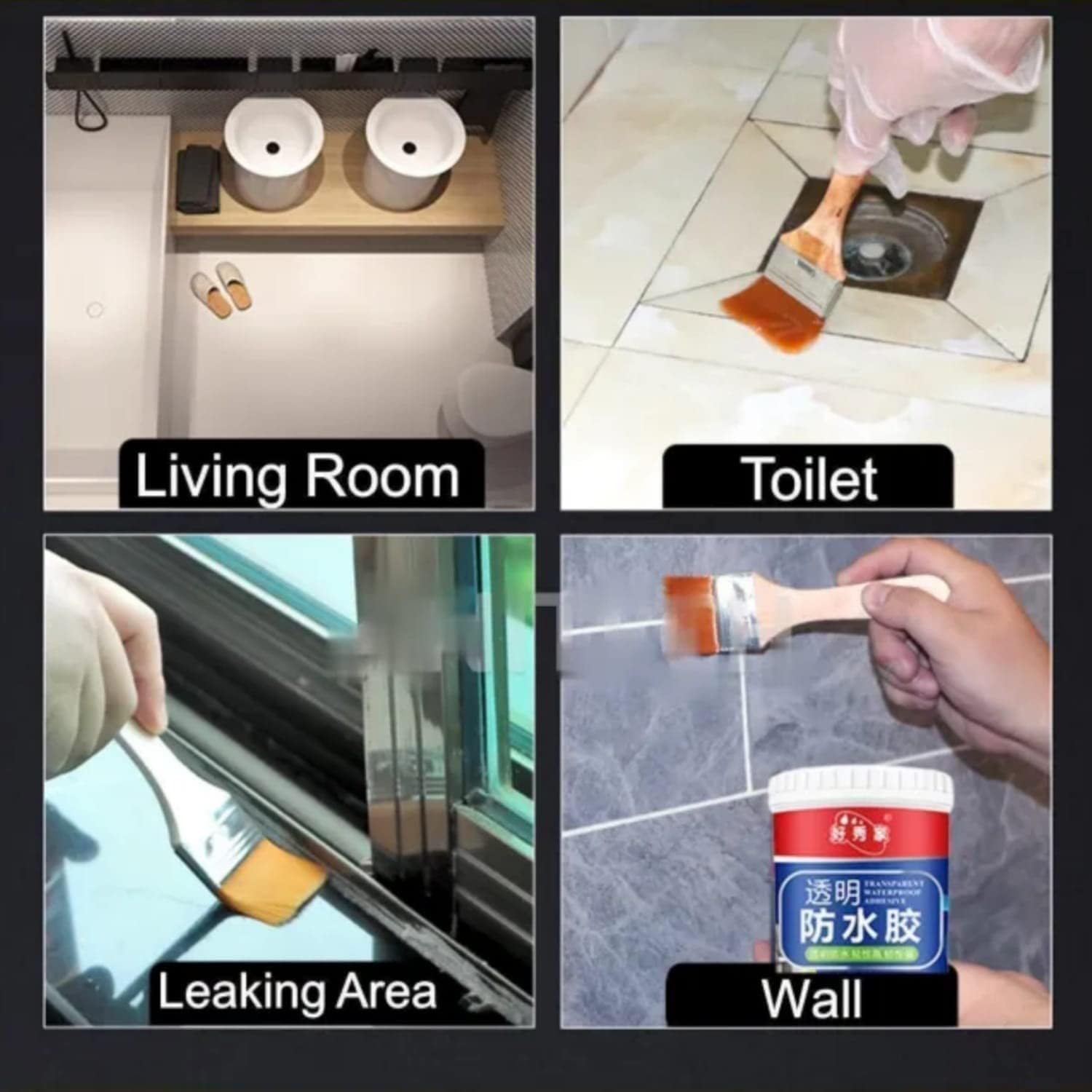ABUDIT Crack Seal Agent 300gm with Brush Transparent Waterproof Roof Leakage Crack Seal Agent Roof Water Leakage Solution Water Proof Solution Transparent Solution Waterproofing for Pipe Wall Tiles 1