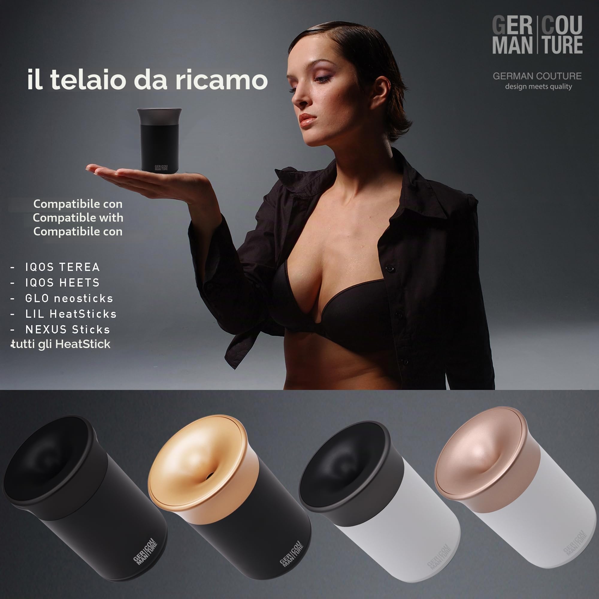 Posa stick GC per auto, Posacenere per auto, compatibile con IQOS Iluma Prime Terea Heets 3 Duo One + Glo Neo-Sticks Accessori, piccola pattumiera (black/black)
