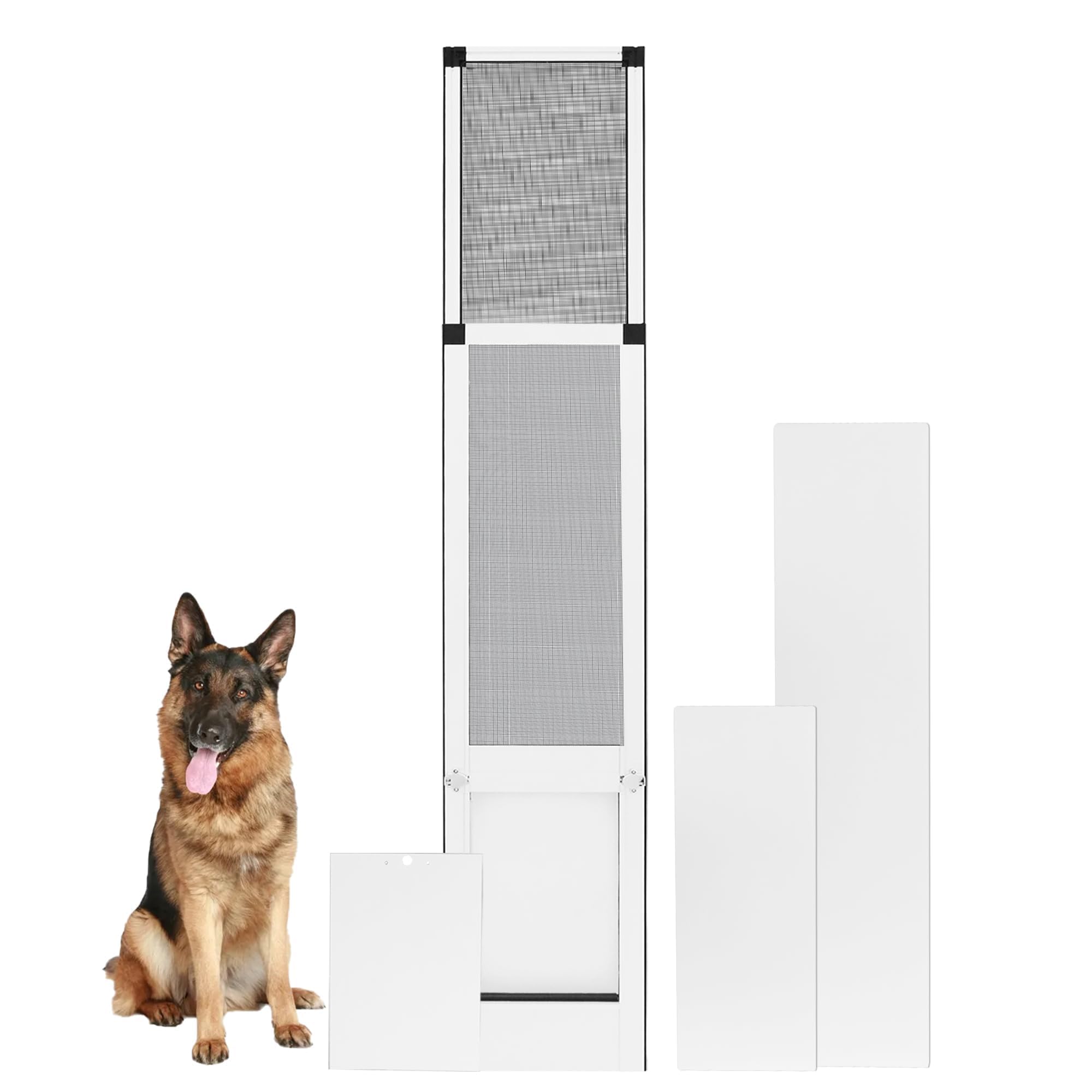 Docred Adjustable Dog Door For Sliding Glass Doors - Fits Heights 80 11/16" To 86 5/8", Lockable Pet Door For Medium Dogs