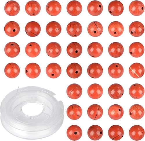 Miniatura 6 de CMBYN 200 cuentas de piedra natural de 0.157 pulgadas (0.157 in), cuentas redondas de piedra auténtica, tamaño de agujero de 0.039 pulgadas (0.039