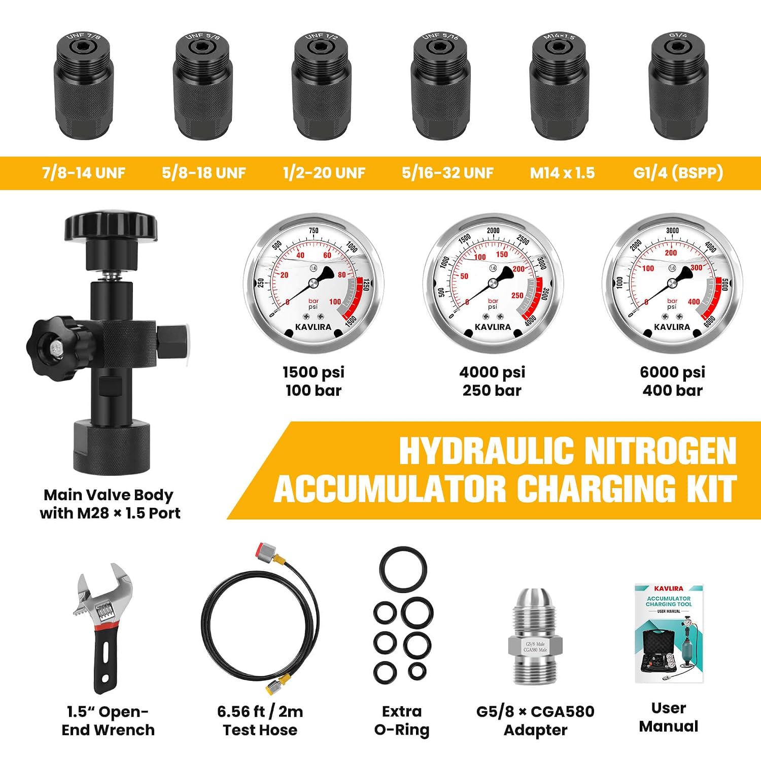 Hydraulic Nitrogen Accumulator Charging Kit for Heavy Equipment