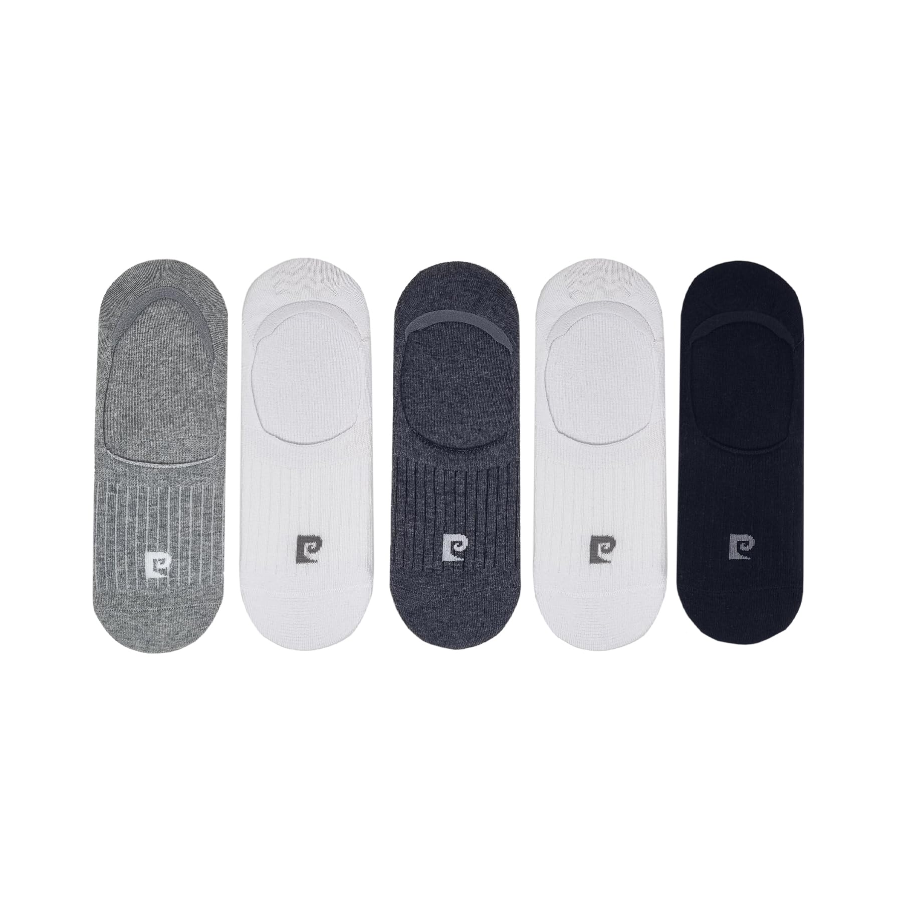 Pierre Cardin - Men's Plain Invisible Liner Sports Socks |5 Pairs | U.K. Size 7-11 (GREY/WHITE/BLACK)