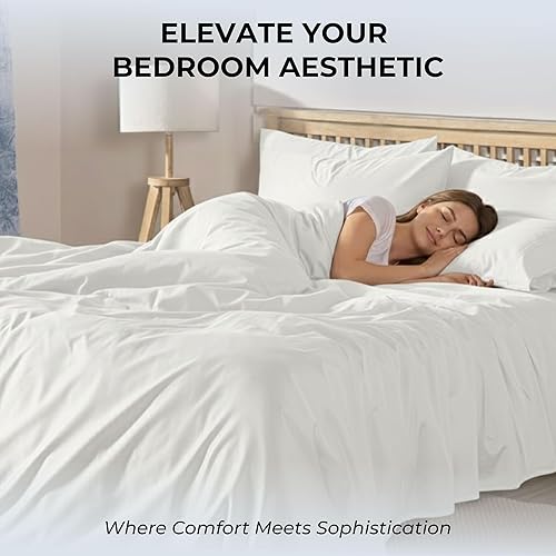 Miniatura 6 de Juego de Sábanas de Algodón 100% Natural Tamaño Queen  Tejido Satén de Una Sola Capa 500 TC  Suave, Transpirable, Hipoalergénico Sólido Juego de