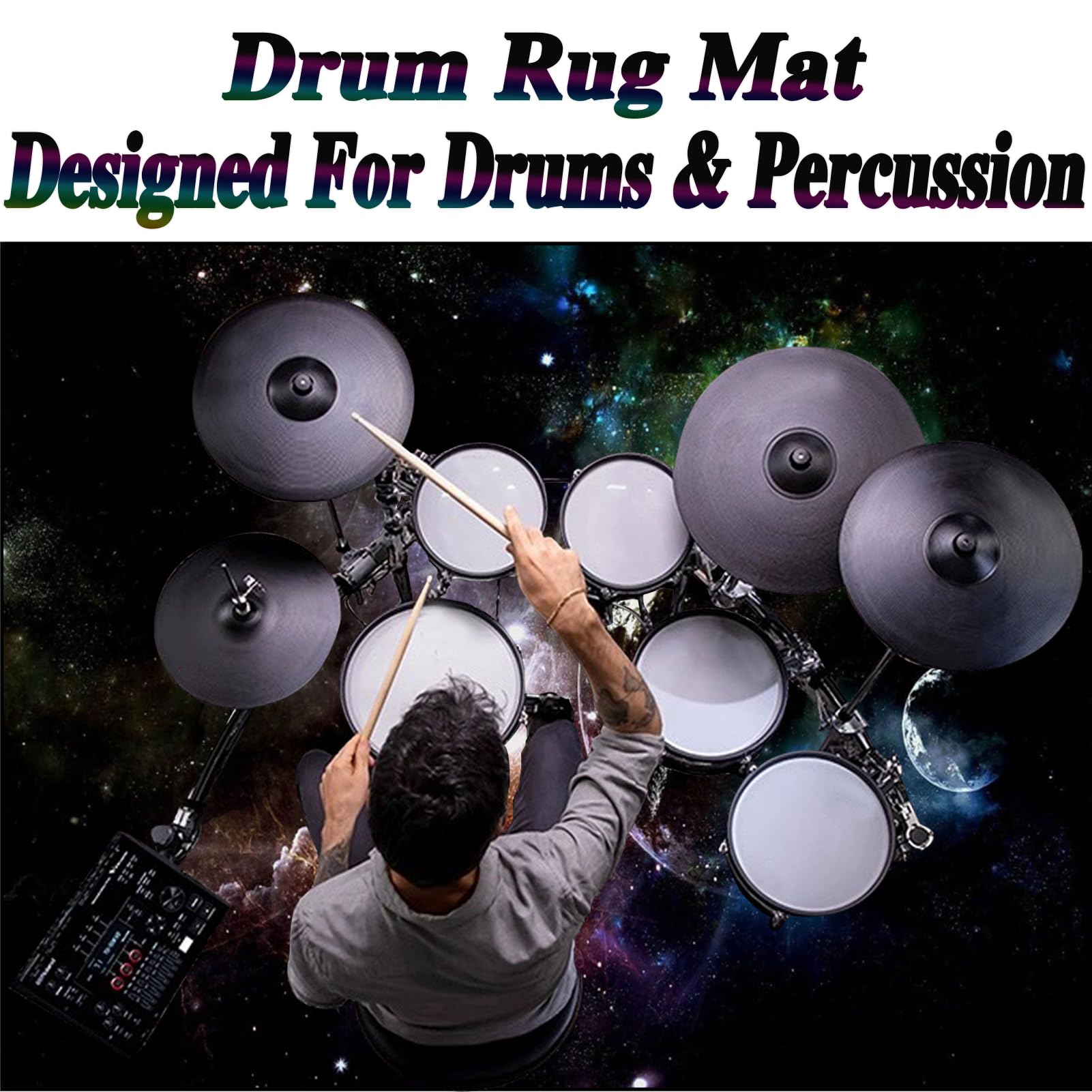 Tappeto per Batteria, Tappetino Insonorizzato, Drum Carpet per Batteria Elettronica, Drum Tappeto per Musica Pratica E Performance, Insonorizzato Tappeto Batteria Acustica 230 x 180 cm