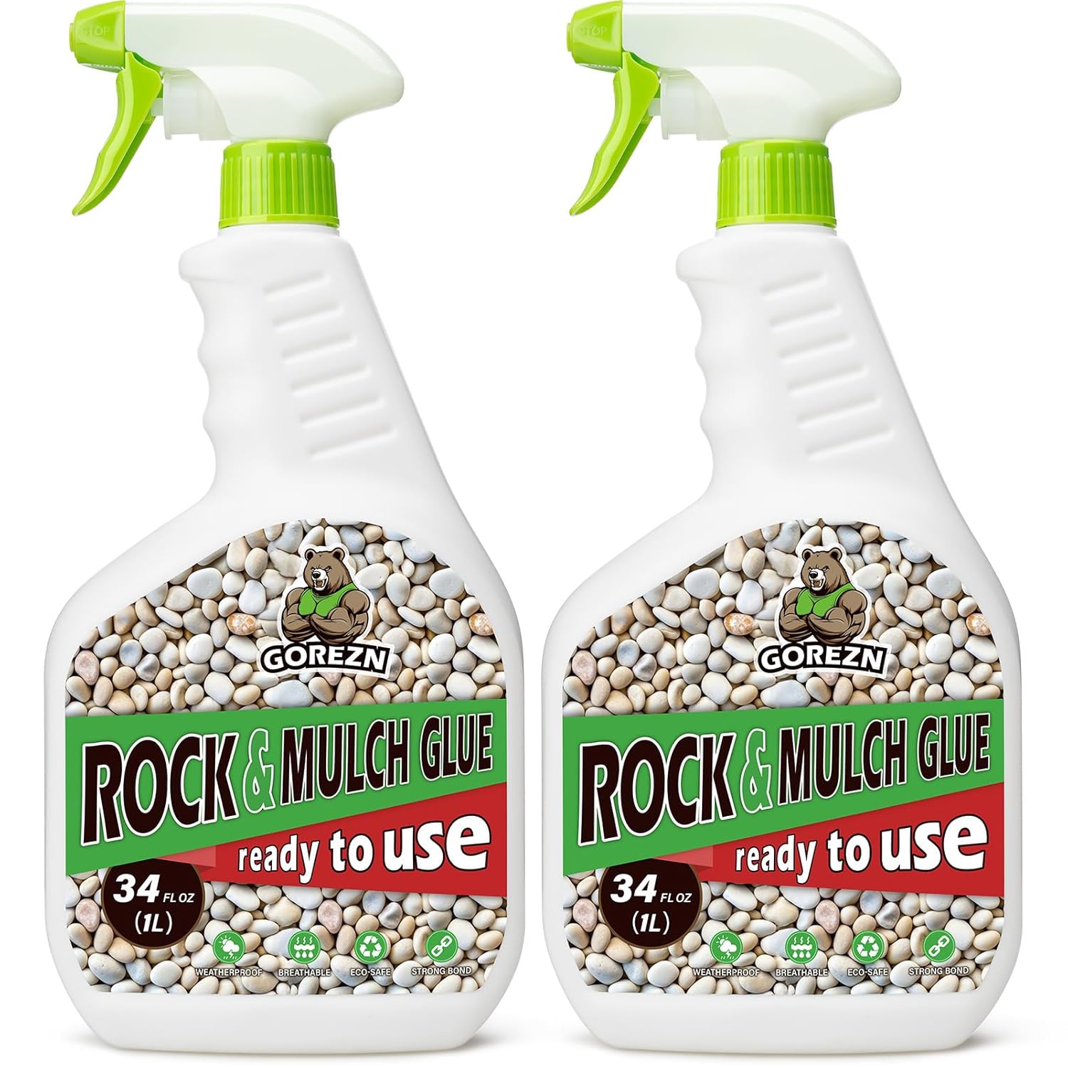 Mulch Glue for Landscaping with Sprayer 68 OZ, Rock Glue for Landscaping，Landscape Spray for Rocks Pea Gravel, Pebbles, Wood, Bark, Ready to Use, Long‑Lasting, Anti‑Clog, Garden & Yard