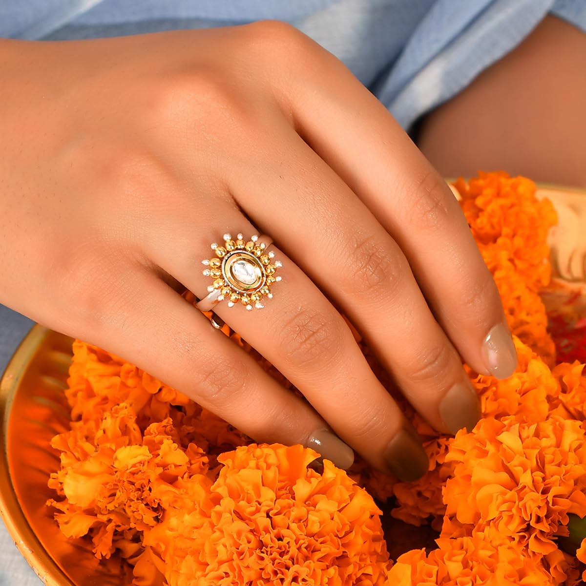Veerangana Pearls & Kundan Statement Ring