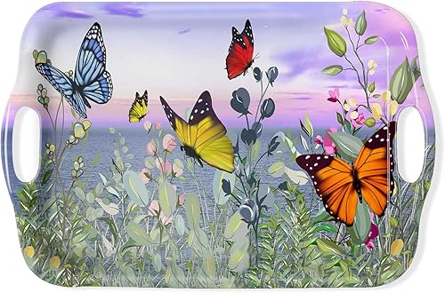 Miniatura 11 de Bandeja de Servir Bandeja Decorativa con Asas Bandejas de Servir Multiuso Rectangulares para Restaurante, Fiestas, Mesa de Café, Cocina - Bandera