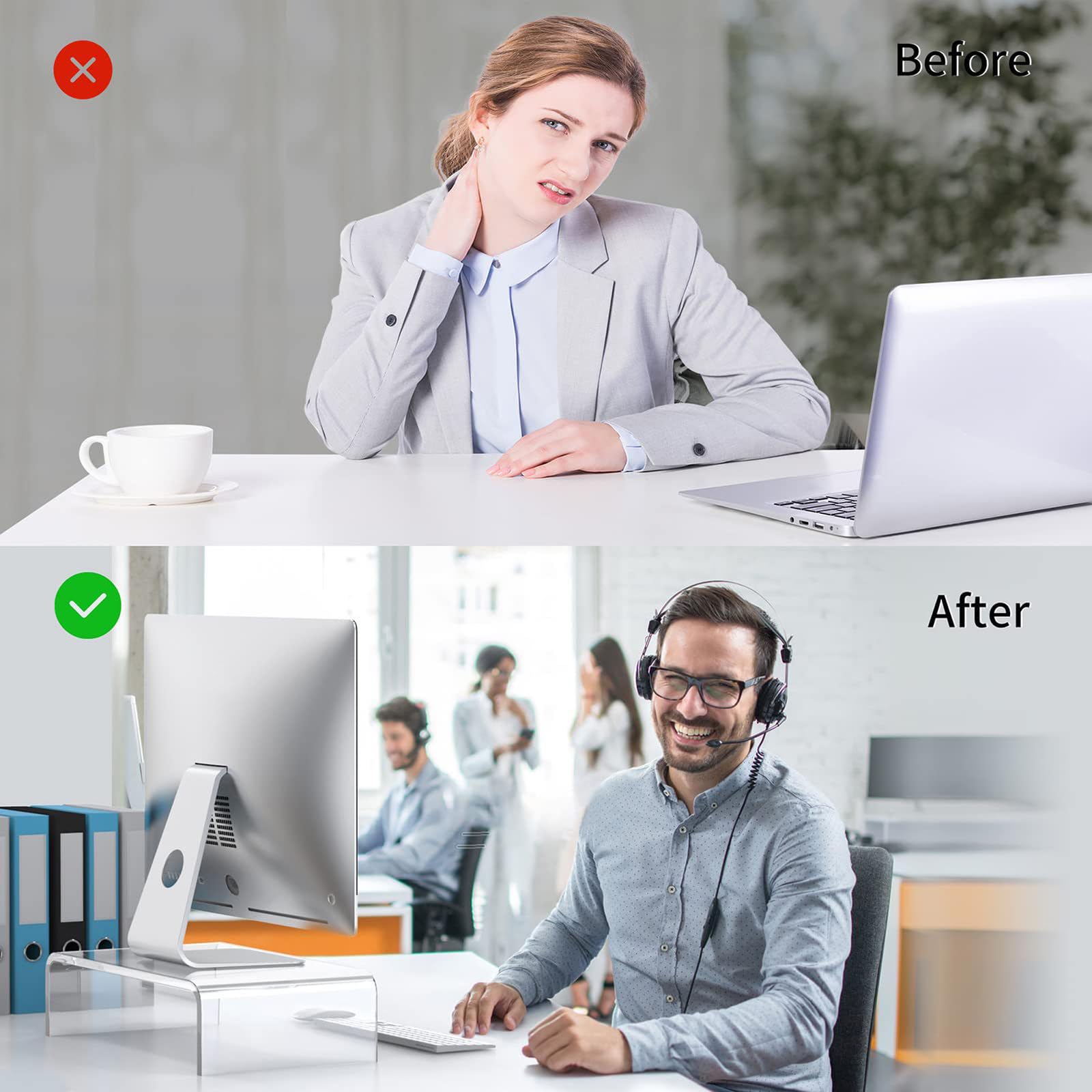 Ripiano per Monitor da Tavolo, Supporto per Laptop, 16 Inches | con spazio per tastiera aperto sotto supporto per layout aree studio remote