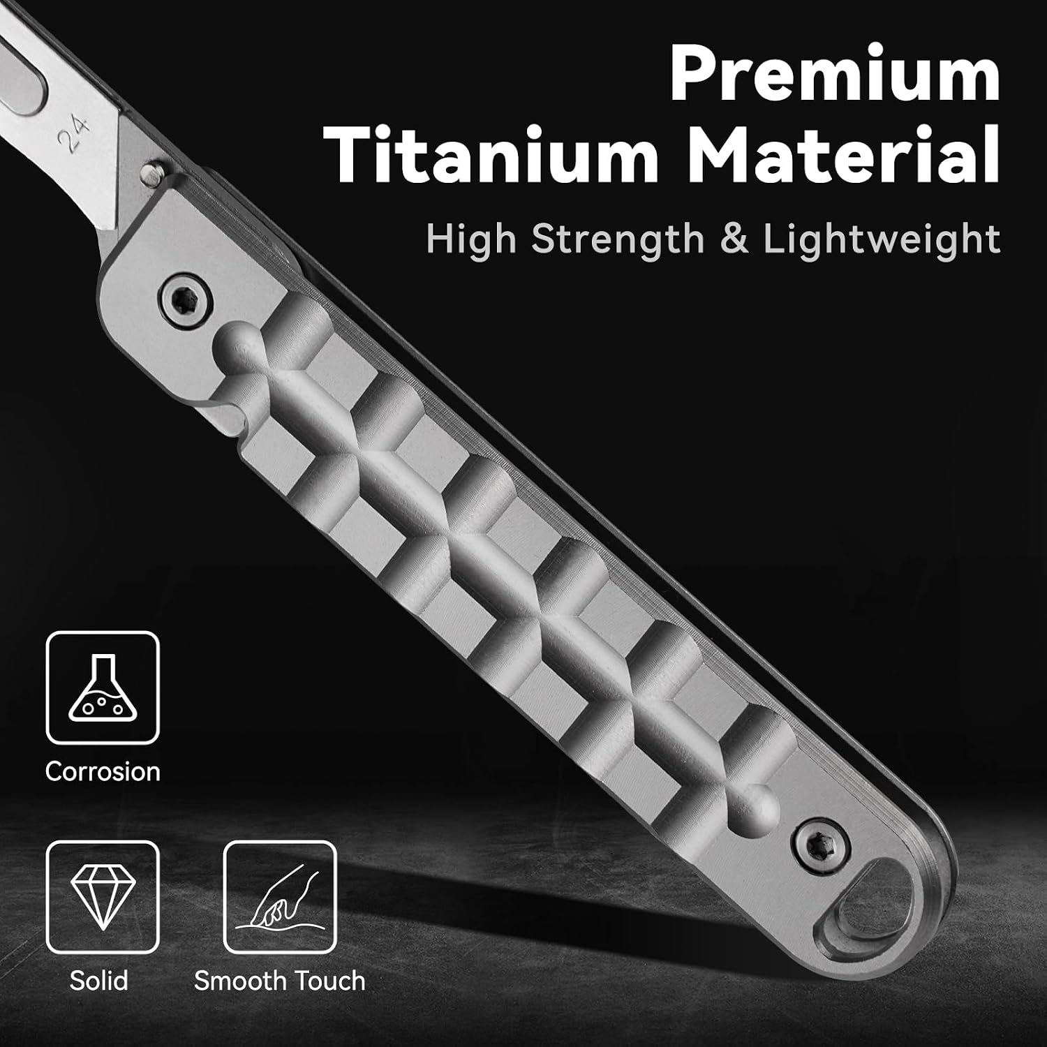 Folding Scalpel Knife, Slim Titanium Alloy Handle, Scalpel Pocket Knife, 10pcs #24 Replaceable Carbon Steel Blades, Small Keychain knives for Everyday Carry