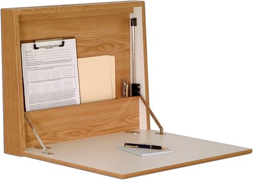 Wooden Mallet Escritorio de pared, estación de trabajo portátil, roble