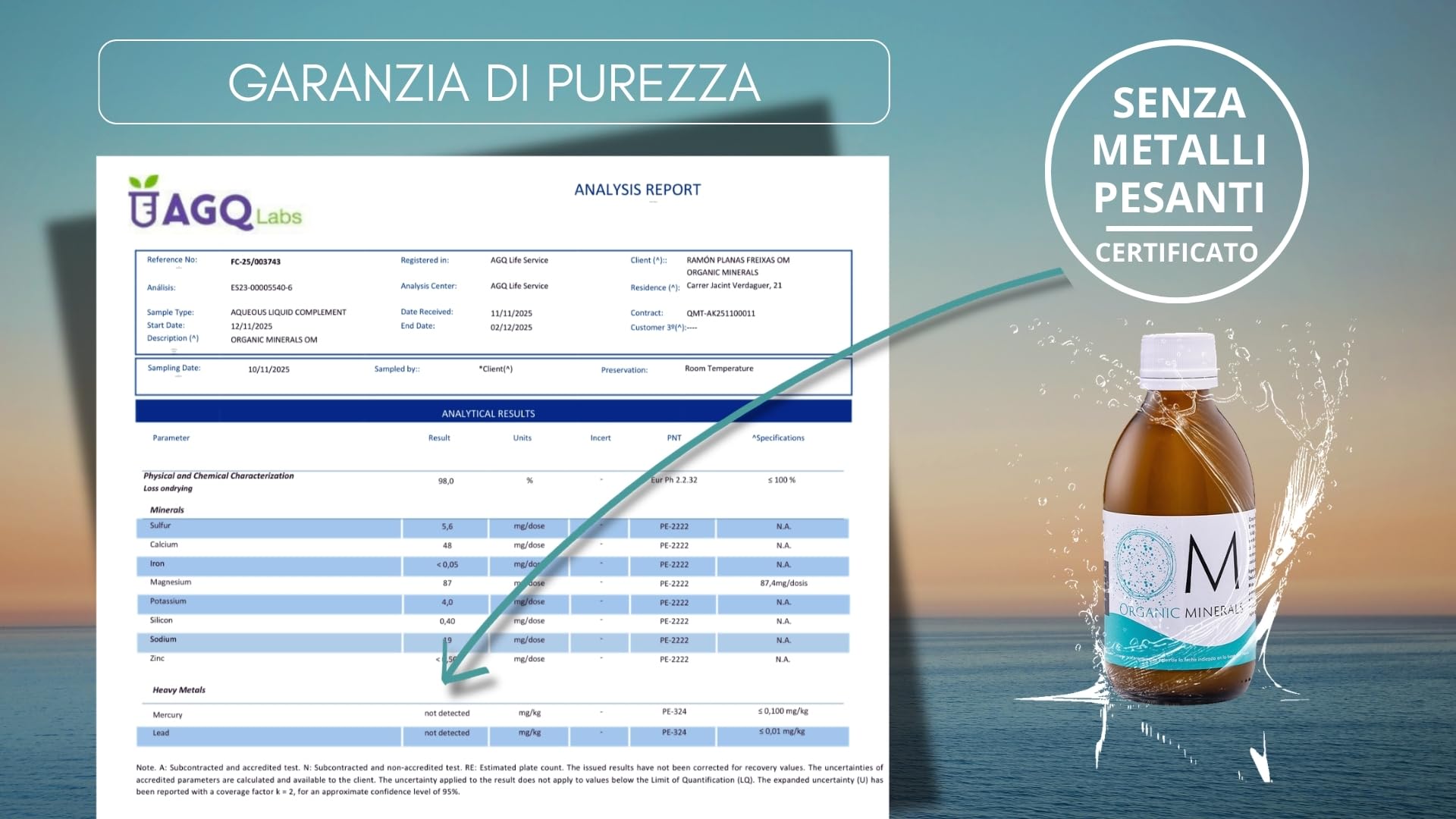 Ormus Organic Mineral 1000 mL - Ormus Premium - Ormus Concentrato - Acqua di mare - Ormus marino - Minerali - Oligoelementi - Mono-Atomi - Liquido - 1 unità