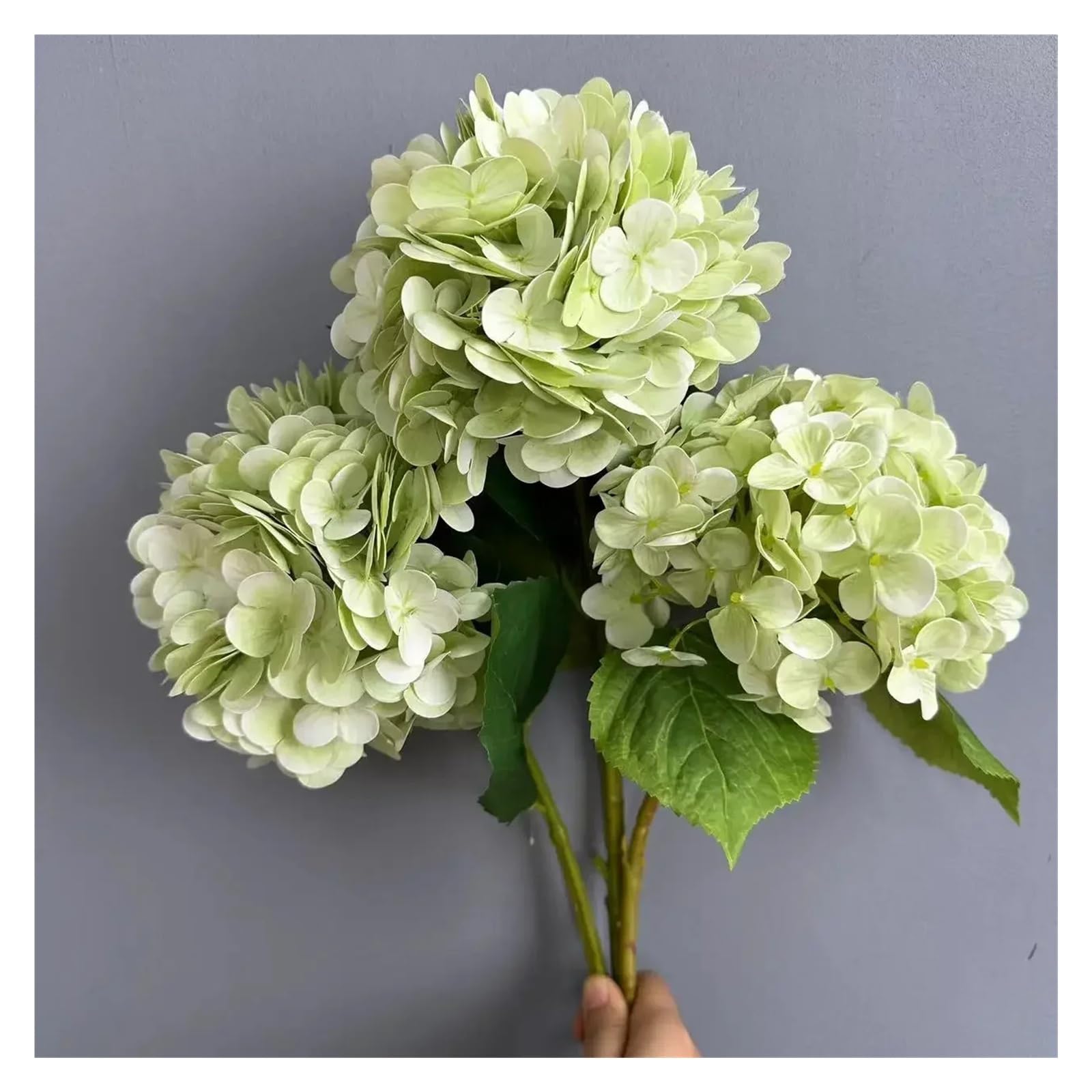 Bukiety sztucznych kwiatów, Opakowanie 4 sztucznych kwiatów hortensji lateksowej Real Touch, wielokolorowe, 49 cm(Light Green)