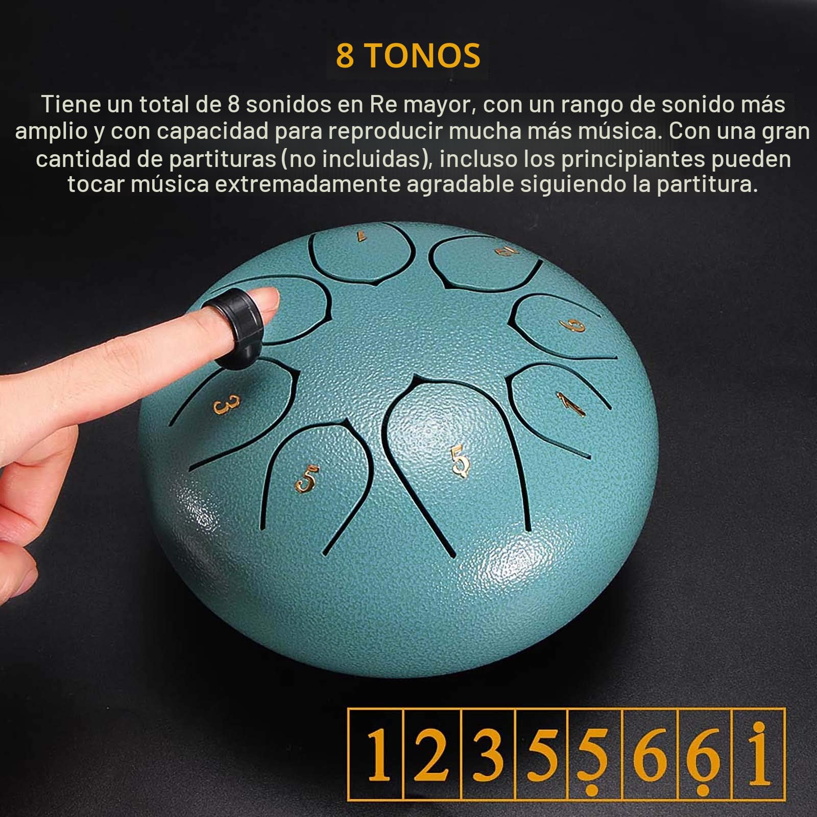 Tambor de Lengüeta de Acero de 6 Pulgadas y 11 Tonos, Instrumento de Percusión Handpan Drum Handpan, con Bastones y Bolsa de Viaje para Yoga,Meditación,Alivia el Estrés (Azul)