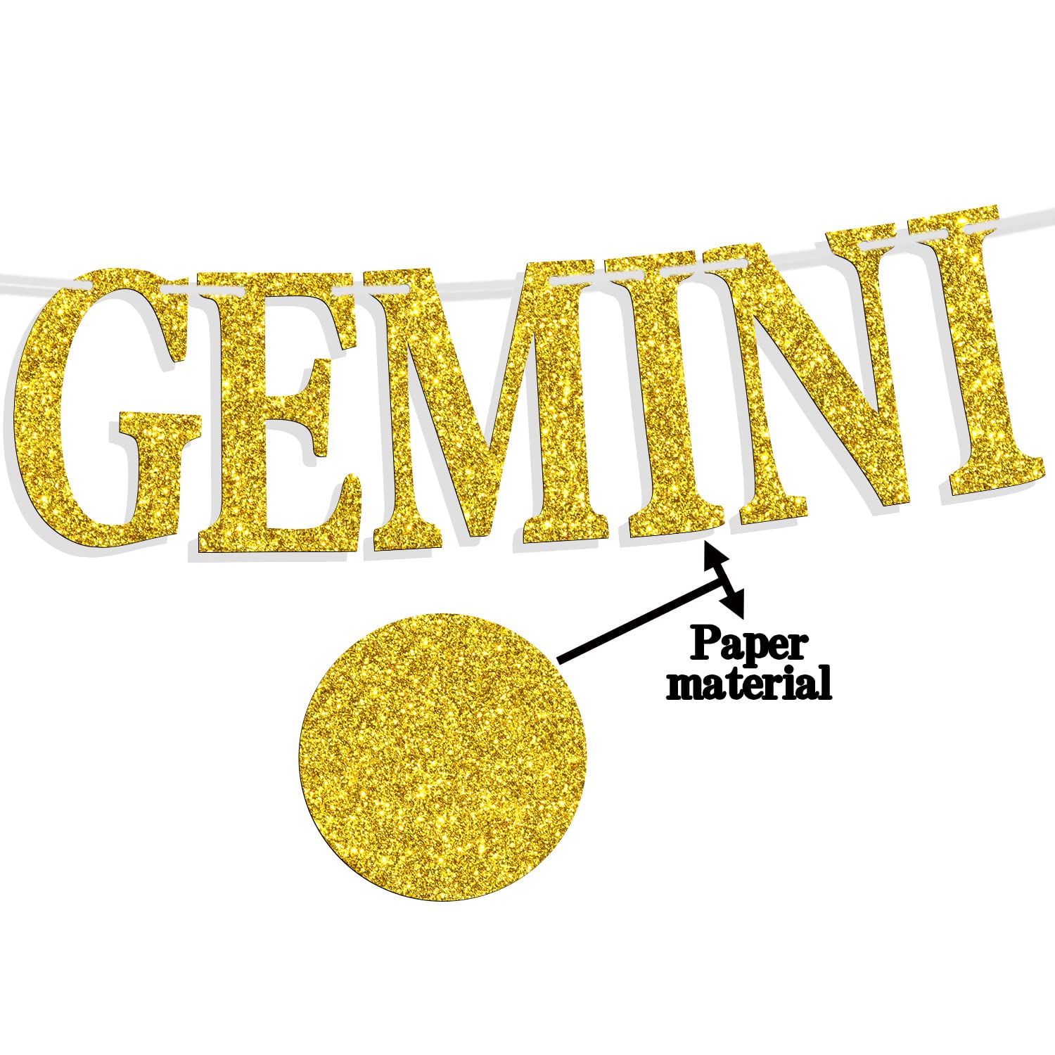 Silver Glitter "Big Gemini Energy" Birthday Banner - 13.6ft Constellation Party Decor For May/June - View #14