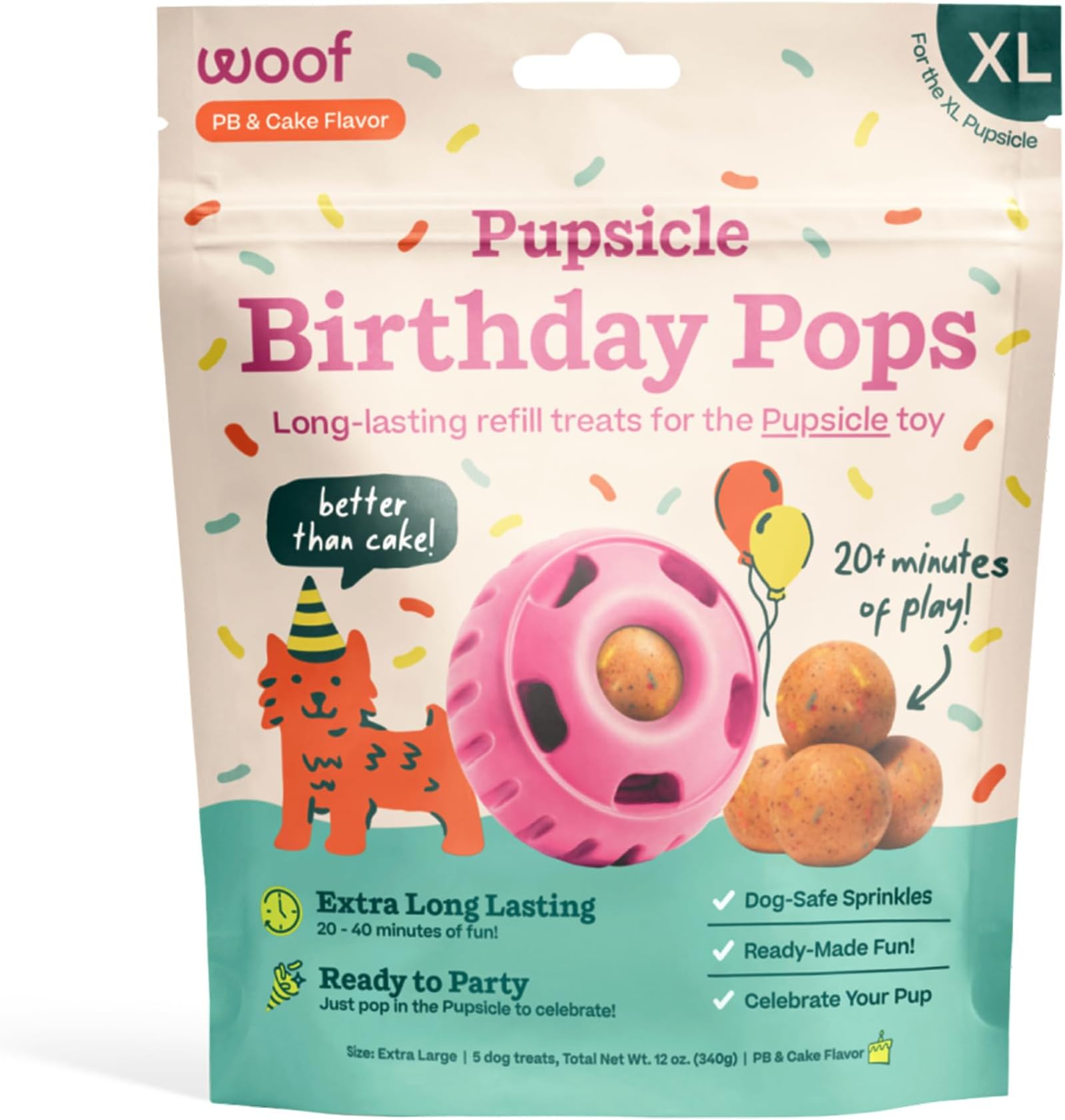 Pupsicle Birthday Pops - Healthy Dog Treats - Pre-Made Pupsicle Refills - Wholesome Ingredients - Naturally Sweet - Cake-Flavored Birthday Treat for Dogs - XL