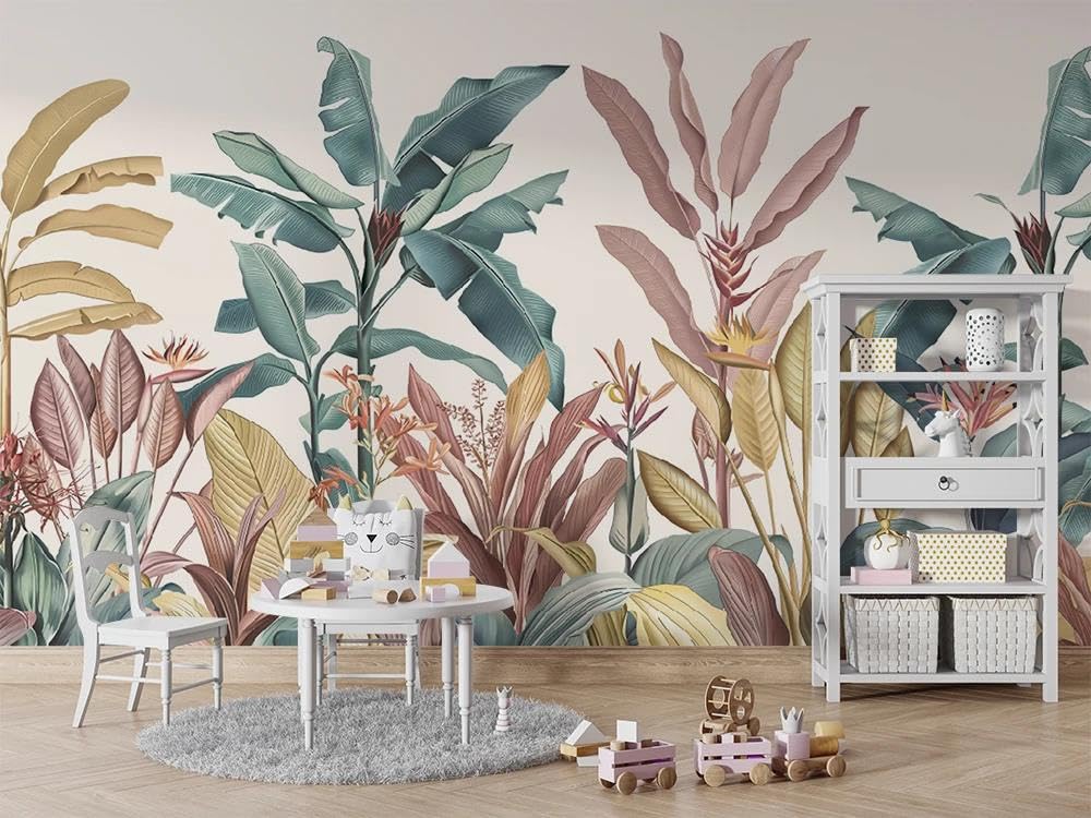Papier peint panoramique 3D tropical intissé lavable et facile à poser