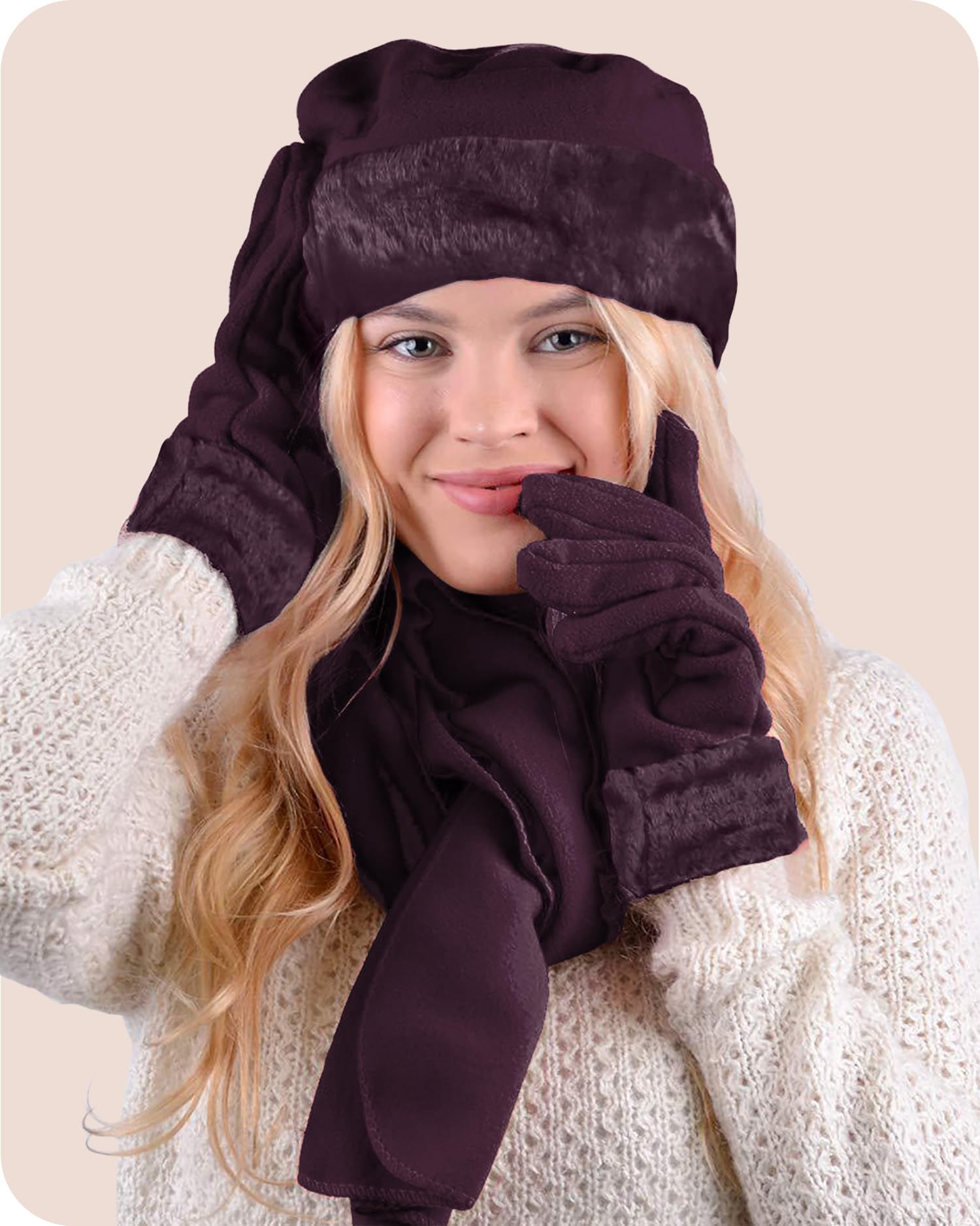 boxed-gifts Women's Warm Fleece Winter - Women's Hat and Glove Set + Hats Gloves Scarves for Women