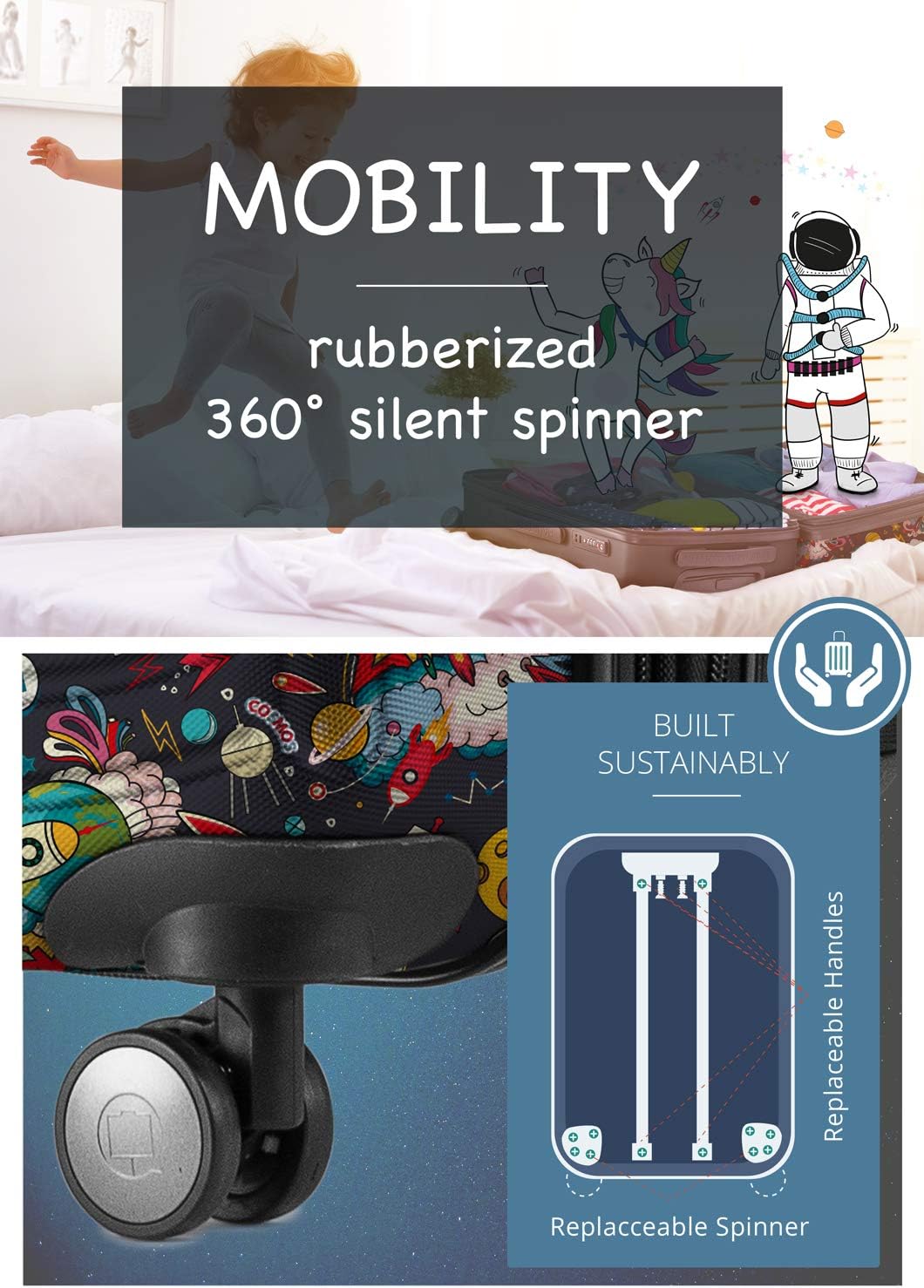 Hauptstadtkoffer - Mitte - Hand Luggage, 2.9 kg child's play, TSA, Hard-Shell Suitcase, trolley with 4 Wheels, Hand Luggage 55 cm, 42 liters, Suitcase motif, SPACE Dark Blue