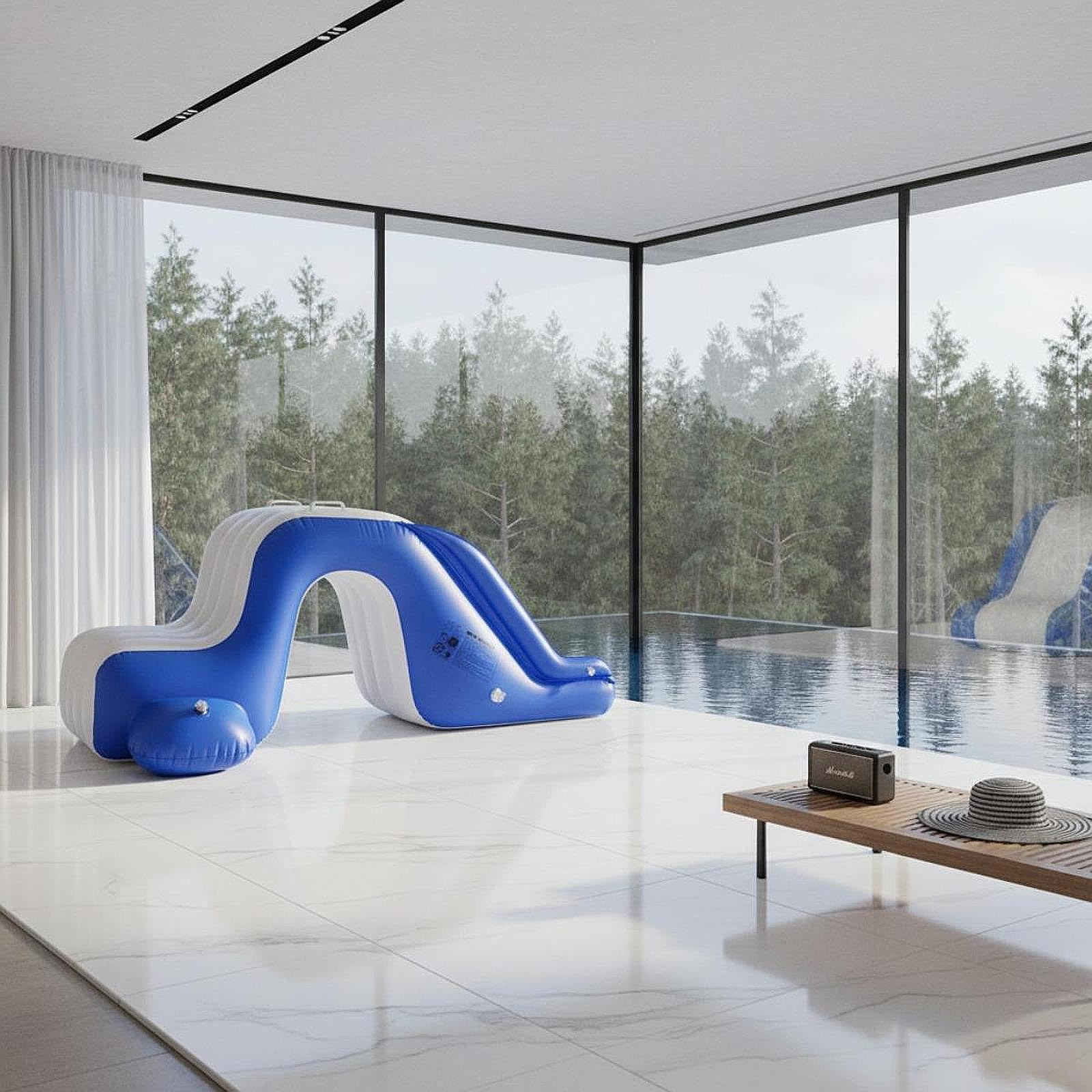 F Fityle Aufblasbare Poolrutsche, aufblasbares Spielcenter, verbreiterbare Stufen, aufzublasende Schwimmwasserrutsche, Poolzubehör für Park und Garten