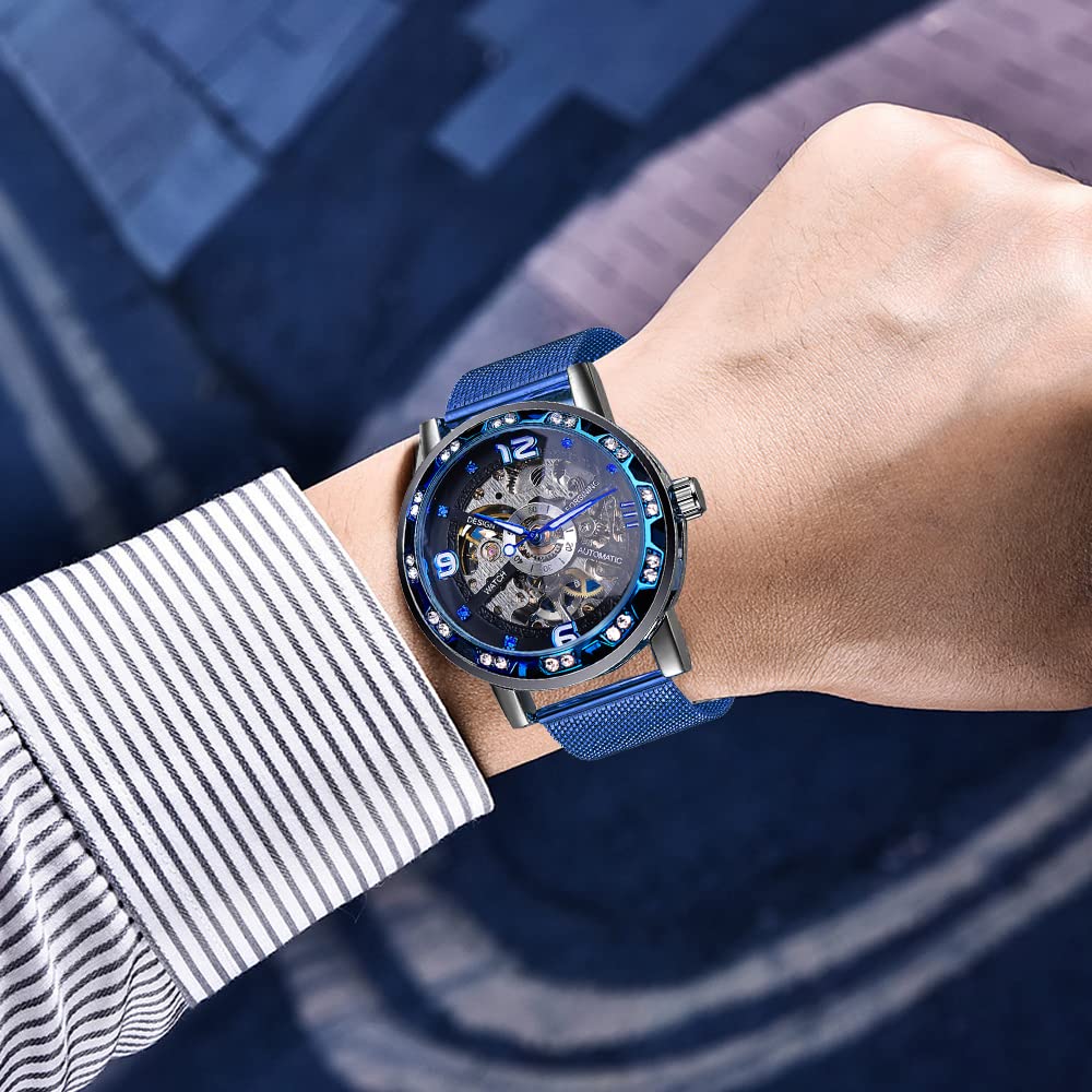 Herren Skelett Mechanische Armbanduhr Automatik Mechanische Uhren Keine Batterie Edelstahl Metall Uhren für Herren