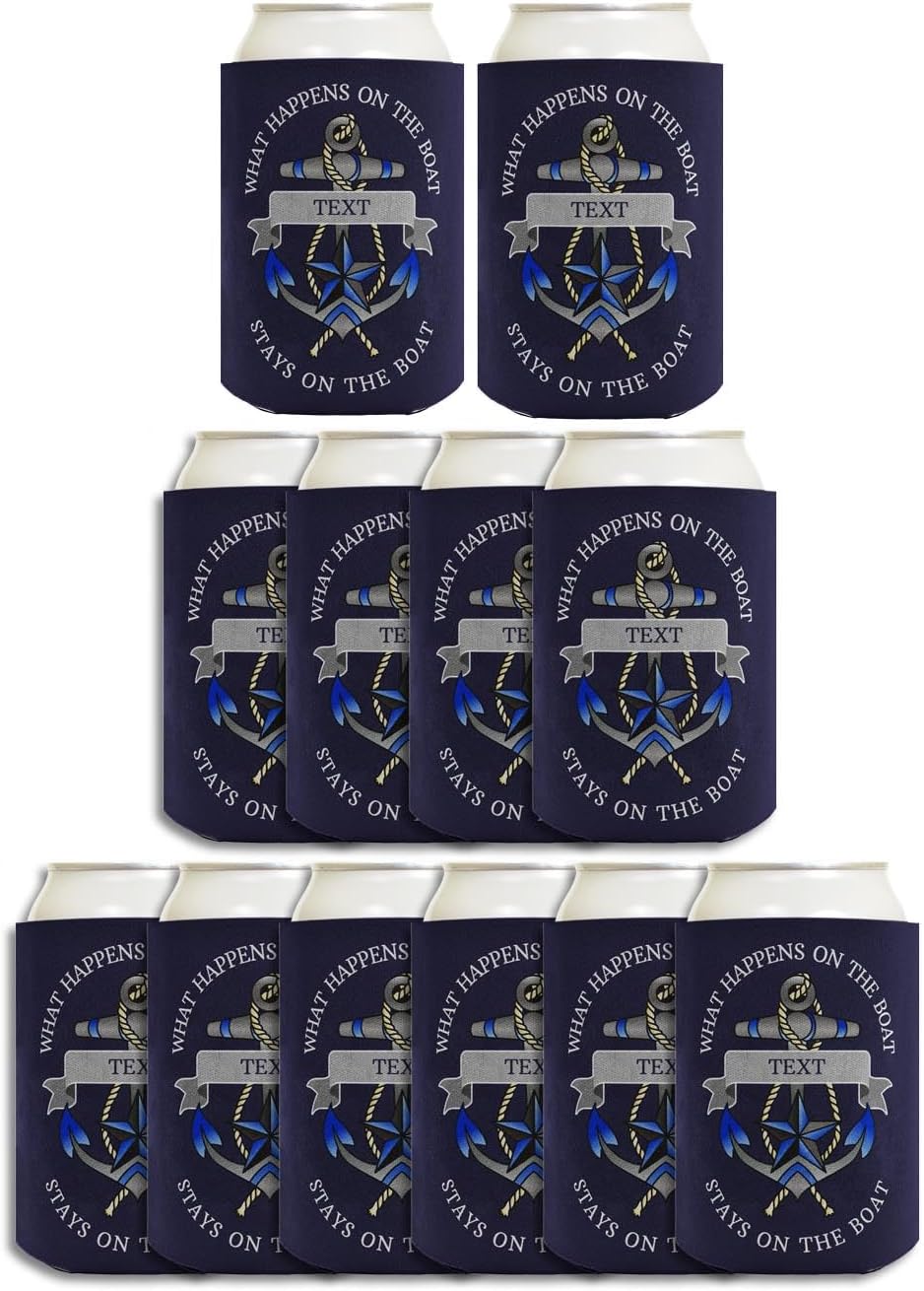Custom Sailing Can Coolies Your Boat Name Custom Sailing Gift Bachelor Bachelorette Party Favors 12-Pack Personalized Can Drink Coolers Coolies