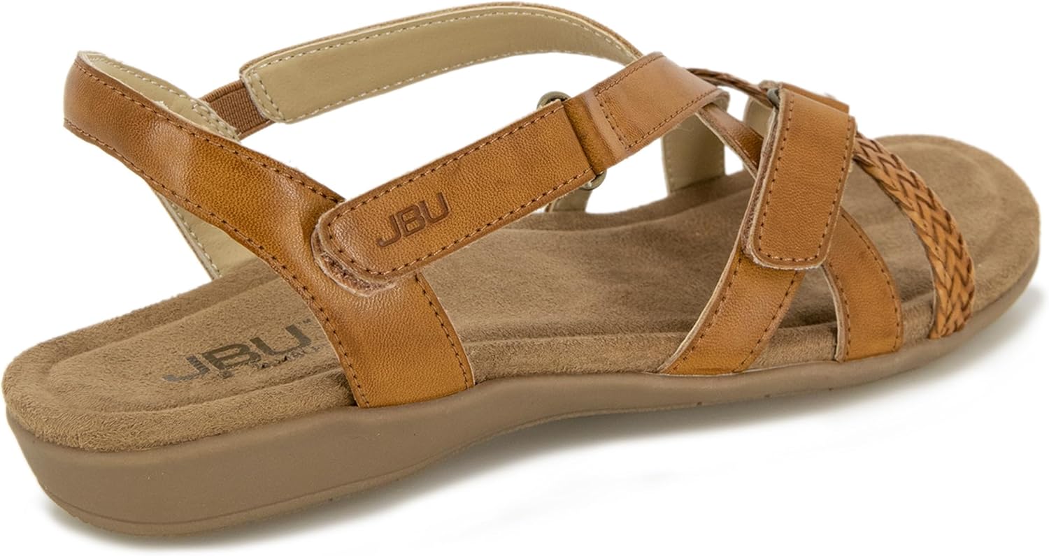 JBU Brooke Vegan Women's Comfort Casual Adjustable Ankle Strap Classic Flat Sandals - Image 2
