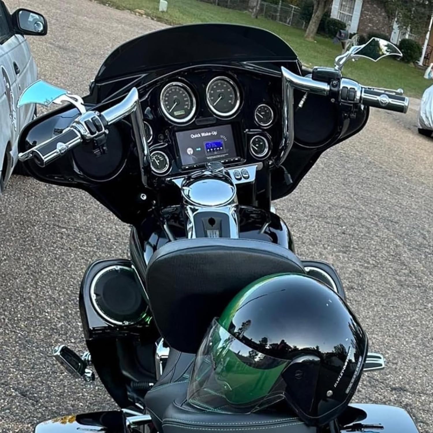 DREAMIZER Motorcycle Handlebar Mirrors 10mm 8mm Universal Motorcycle Rear View Mirror Mini Street Glide Mirrors Compatible with Harley Touring Softail Sportster CVO and More