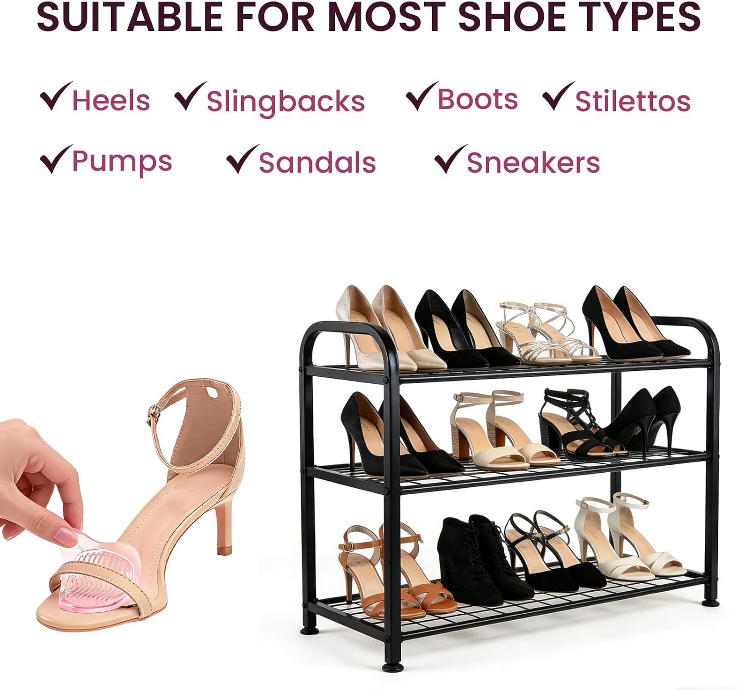 Foot Pads for Heels (6 Pairs): Ball of Foot Cushion for Women, Anti-Slip Metatarsal Pads for Pain Relief, Gel Forefoot Cushions for High Heels