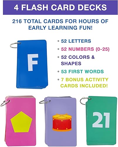 Miniatura 4 de Carson Dellosa - Paquete de 4 tarjetas flash para niños pequeños con anillos a partir de 3 años, tarjetas flash ABC para niños pequeños, tarjetas