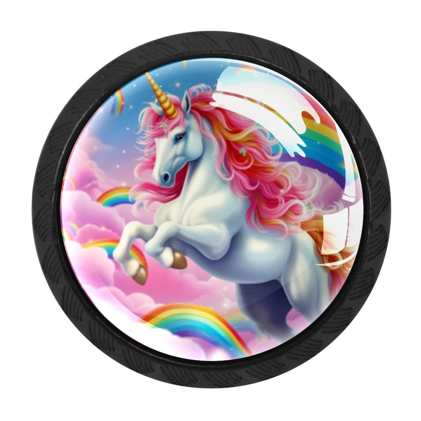 Chenzzzz Multicolored 17 Rainbow Unicorn Cabinet Knobs 4 Pieces Drawer Kitchen Cabinets Dresser Cupboard Wardrobe Unique Pulls Handles