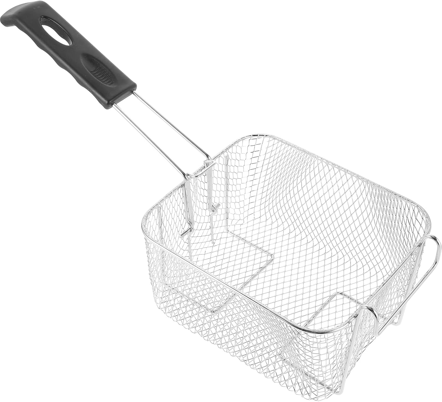 STOBOK Stainless Steel Deep Fry Basket 8X8 Inch Wire Mesh Strainer with Removable Handle for Food Frying Draining and Washing in Home Kitchen