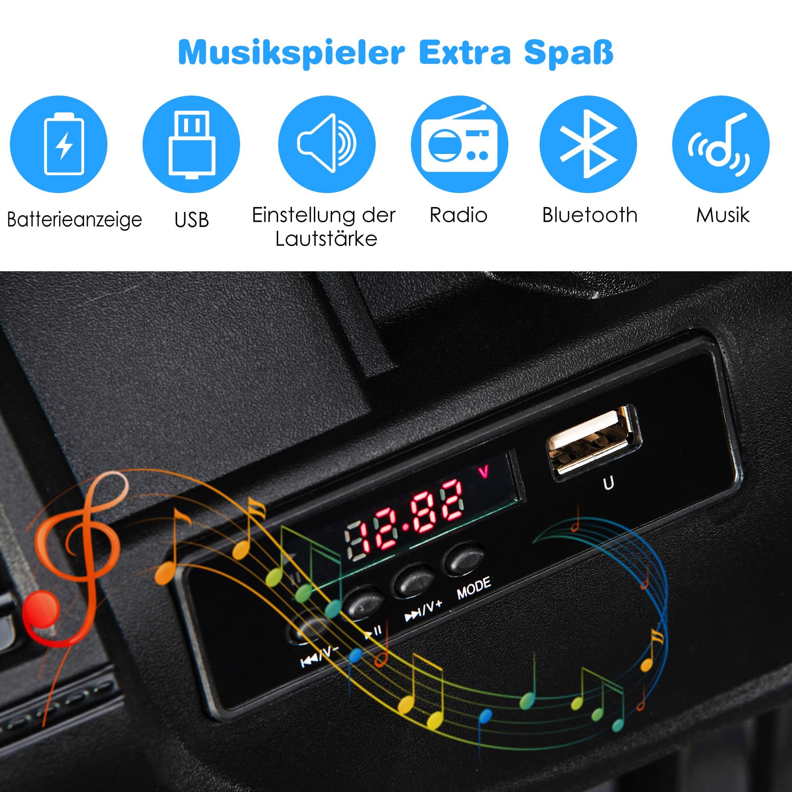 DREAMADE 12V Kinder Elektroauto, Kinderauto mit 2,4G Fernbedienung & Scheinwefer & Musik, Kinderfahrzeug, Elektrofahrzeuge, Elektro Auto für Kinder ab 3 Jahren, bis zu 35 kg belastbar (Schwarz)