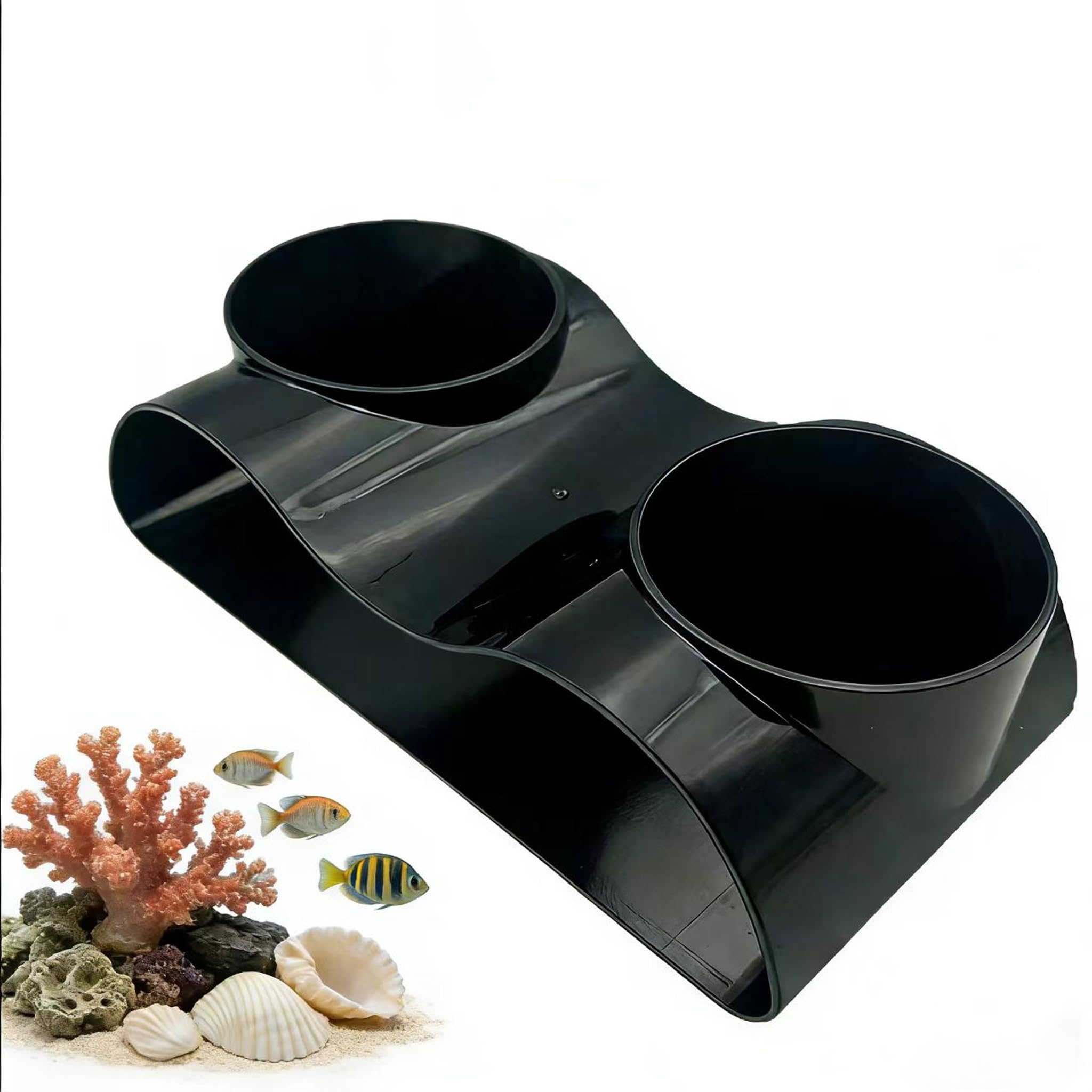 Aquarium Underground Tunnel Cave, Fish Tank Cave Decoration, Fish Cave for Aquarium, Natural Curve Two Hole, for Corydora Catfish, Kuhli Loach, Clown Loach, Pleco (Black)