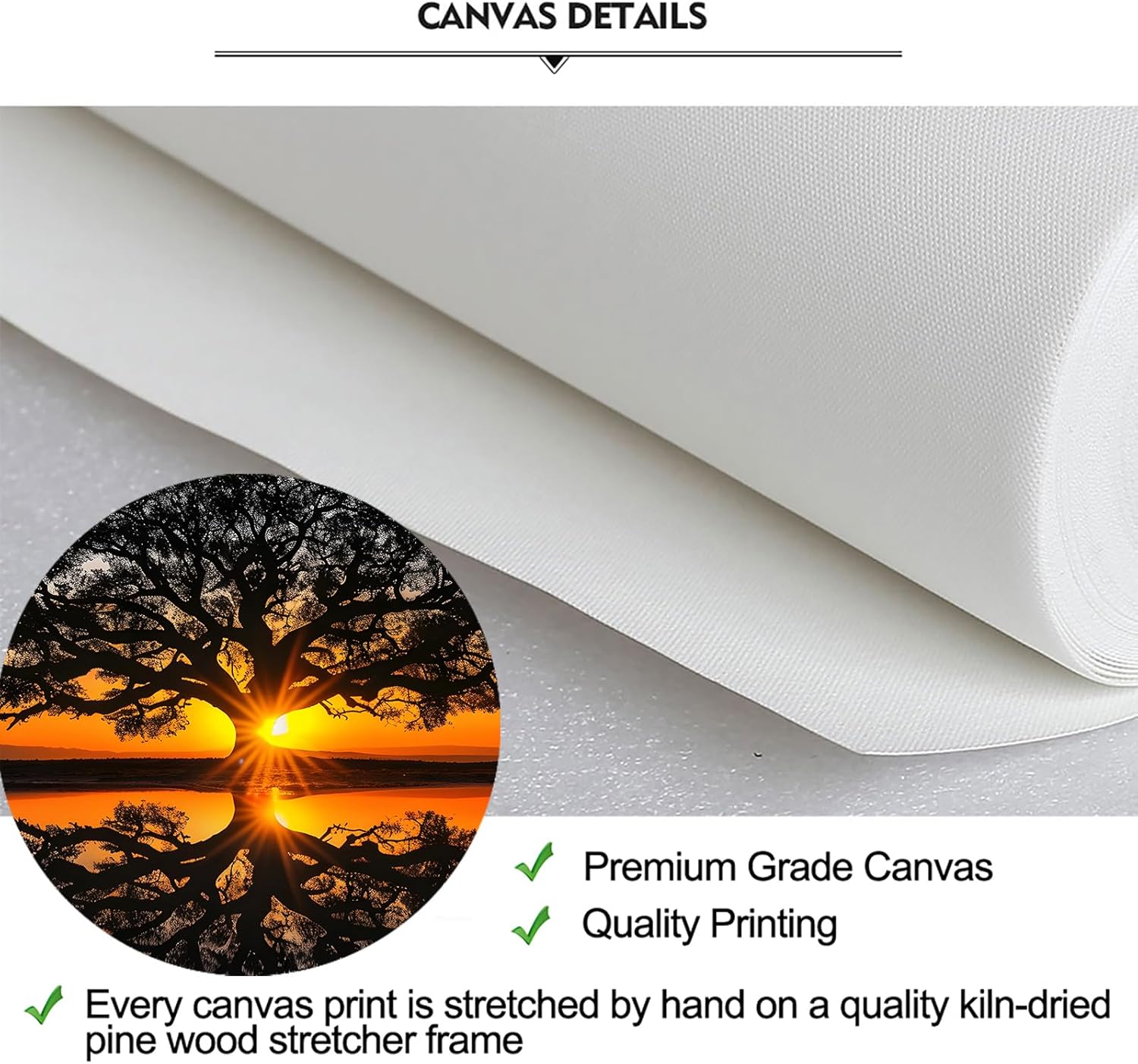 iKNOW FOTO Black and White Oak Tree Canvas Wall Art - 20x40'' Natural Landscape Sunset Reflections, Gallery Wrapped Tree Painting for Living Room Home Decor, Ready to Hang Wall Décor - Image 6