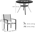Outsunny 5 Piece Patio Table and Chairs, Outdoor Dining Set with Round Table and 4 Stackable Chairs, Steel Frame, for Backyard, Lawn, Deck, Balcony, Pool Side, Light Grey